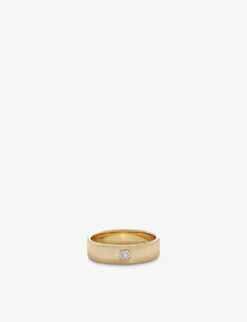 Recycled 18ct Yellow-gold Vermeil Plated Sterling-silver And 0.015ct Diamond Band Ring -Glam Pouch Store R04155818 YELLOWGOLD ALT01