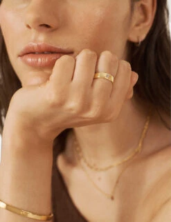 Recycled 18ct Yellow-gold Vermeil Plated Sterling-silver And 0.015ct Diamond Band Ring -Glam Pouch Store R04155818 YELLOWGOLD ALT02