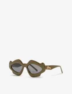Loewe X Paula's Ibiza G000487X03 Flame-shaped Acetate Sunglasses -Glam Pouch Store R04157549 SHINYKHAKI ALT02
