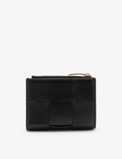 Bottega Veneta Intrecciato Brand-debossed Leather Wallet -Glam Pouch Store R04163143 BLACKGOLD ALT02
