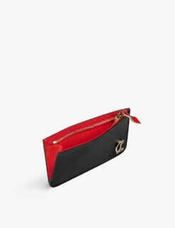 Christian Louboutin Loubi54 Zipped Leather Card Holder -Glam Pouch Store R04163243 BLACK ALT03