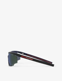 Prada Linea Rossa PR 07YS Tinted-lens Irregular-frame Nylon Sunglasses -Glam Pouch Store R04166847 BLACK ALT03