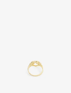 The Cutout Flower Heart Letter H 14ct Yellow Gold-plated Metal Ring -Glam Pouch Store R04172455 GOLD ALT02
