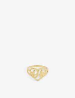 The Cutout Flower Heart Letter H 14ct Yellow Gold-plated Metal Ring