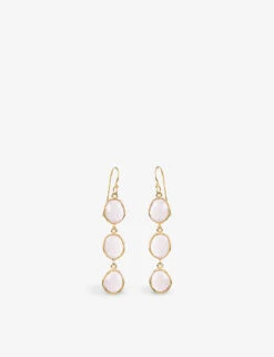 Sophia 14ct Yellow Gold-plated Vermeil Recycled Sterling Silver And Pink Quartz Earrings