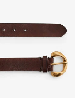 Reiss Indie Twisted-buckle Leather Belt -Glam Pouch Store R04181705 CHOCOLATE ALT01