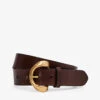 Reiss Indie Twisted-buckle Leather Belt -Glam Pouch Store R04181705 CHOCOLATE M