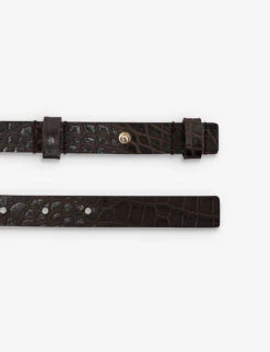 Reiss Hayley Croc-embossed Leather Belt -Glam Pouch Store R04181707 CHOCOLATE ALT02