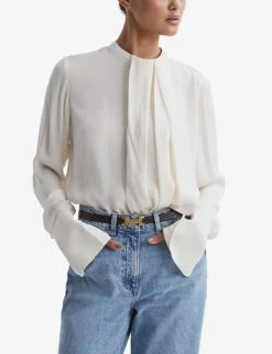 Reiss Hayley Croc-embossed Leather Belt -Glam Pouch Store R04181707 CHOCOLATE ALT03