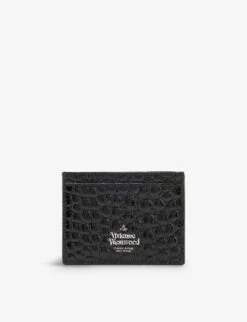 Vivienne Westwood Orb-logo Croc-embossed Leather Card Holder 9 Vivienne Westwood Orb-logo Croc-embossed Leather Card Holder -Glam Pouch Store R04183345 BLACK ALT02