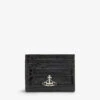 Vivienne Westwood Orb-logo Croc-embossed Leather Card Holder -Glam Pouch Store R04183345 BLACK M