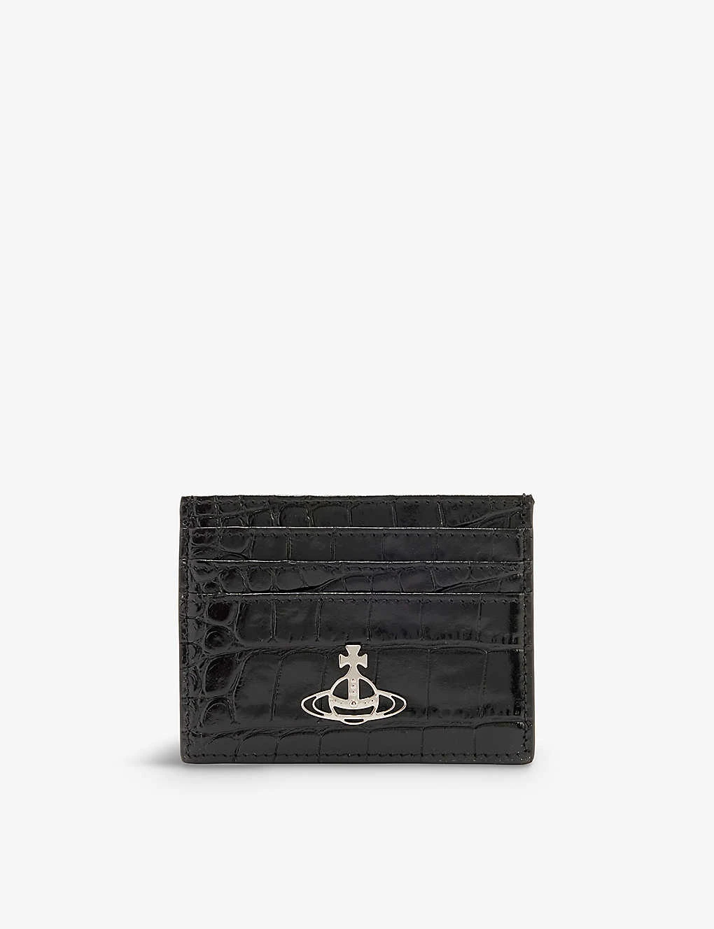 Vivienne Westwood Orb-logo Croc-embossed Leather Card Holder 3 Vivienne Westwood Orb-logo Croc-embossed Leather Card Holder