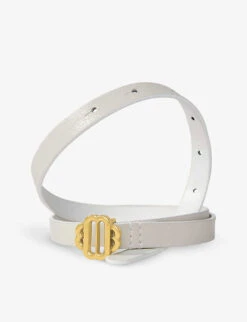 Maje Logo-embellished Leather Belt -Glam Pouch Store R04190311 BLANC ALT01