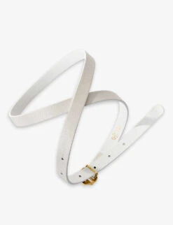 Maje Logo-embellished Leather Belt -Glam Pouch Store R04190311 BLANC ALT02
