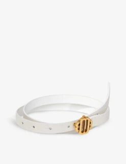 Maje Logo-embellished Leather Belt -Glam Pouch Store R04190311 BLANC ALT03