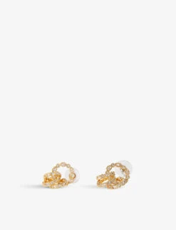 Maje Crystal-embellished Gold-tone Brass Earrings 8 Maje Crystal-embellished Gold-tone Brass Earrings -Glam Pouch Store R04190843 OR ALT02