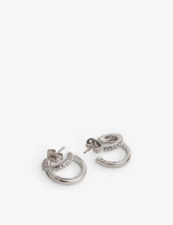 Ted Baker Helias Brass And Crystal Double Hoop Earrings