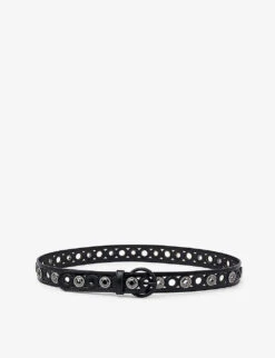Sandro Adelia Strass Stud-embellished Leather Belt