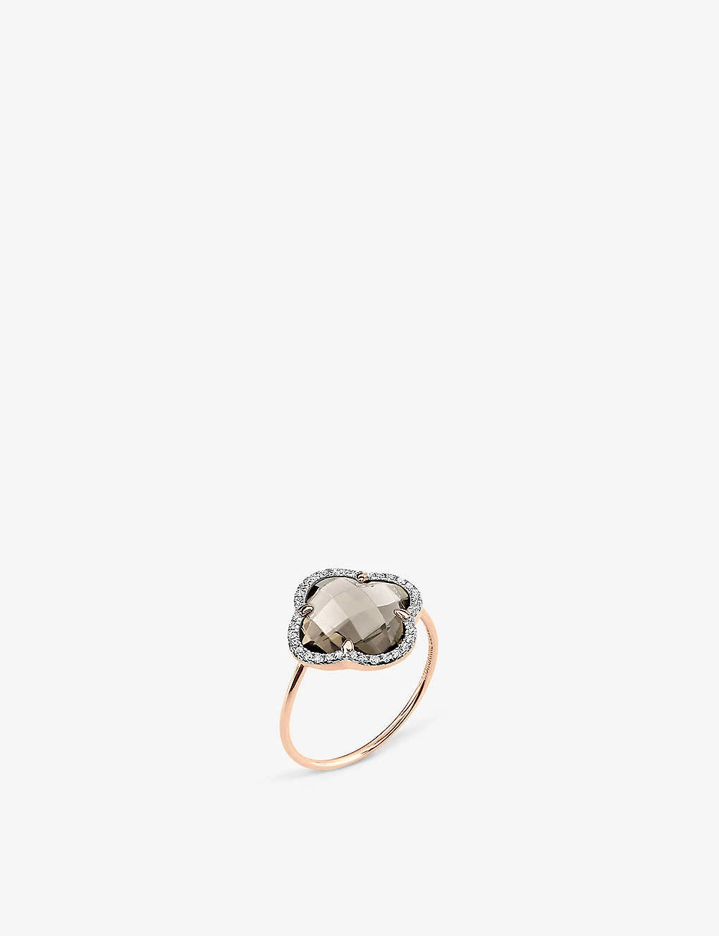 Morganne Bello 18ct Rose-gold Clover Diamond Smokey-quartz Ring 4 Morganne Bello 18ct Rose-gold Clover Diamond Smokey-quartz Ring - Image 2
