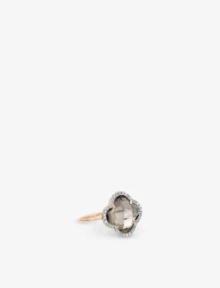 Morganne Bello 18ct Rose-gold Clover Diamond Smokey-quartz Ring 7 Morganne Bello 18ct Rose-gold Clover Diamond Smokey-quartz Ring -Glam Pouch Store R04196034 ROSEGOLD ALT02