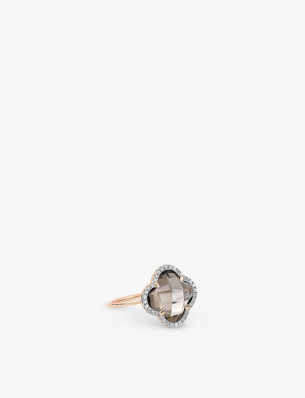 Morganne Bello 18ct Rose-gold Clover Diamond Smokey-quartz Ring 5 Morganne Bello 18ct Rose-gold Clover Diamond Smokey-quartz Ring - Image 3