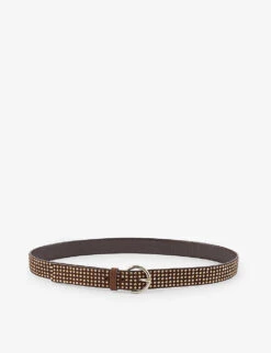 Sandro Glittery Stud-embellished Smooth-leather Belt