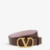 Valentino Garavani V-logo Buckle Leather Belt -Glam Pouch Store R04198854 CACAOWATERLILAC M