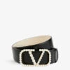 Valentino Garavani V-logo Pearlescent-buckle Leather Belt