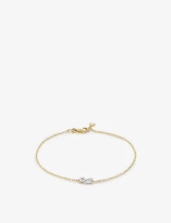14ct Yellow-gold And 0.027ct Mixed-cut Duo-diamond Chain Bracelet