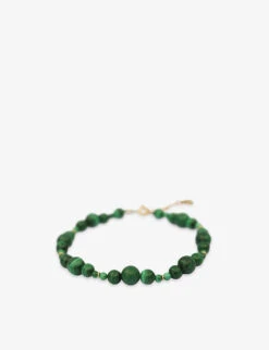 Boba Matcha 18ct Yellow-gold And Malachite Beaded Anklet